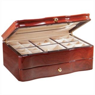 Ragar Scalloped Front Teak 4.5 High Jewelry Box in Brown Stain