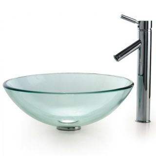 Kraus Clear Glass Vessel Sink and Ramus Faucet   C GV 101 12mm 1007