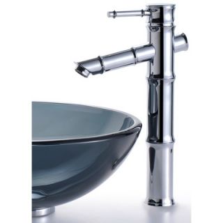  Black Glass Vessel Sink and Bamboo Faucet   C GV 104 14 12mm 1300