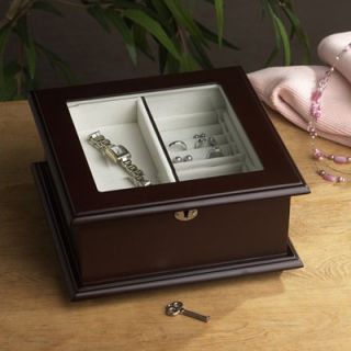 Wallace Square Jewelry Box with Glass Lid in Dark Walnut   5001989