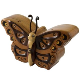 Novica Salvador Petzey Artisan Atitlan Butterfly Mahogany Puzzle Box