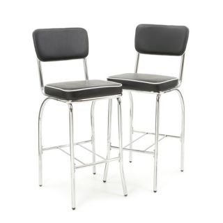 Red Cliff 29 Retro Bar Stool with Back in Chrome