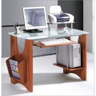  Glass Top Computer Desk with Side Rack and CPU Holder   G 120