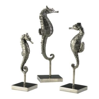 Piece Seahorses on Stand Figurine Set in Chrome