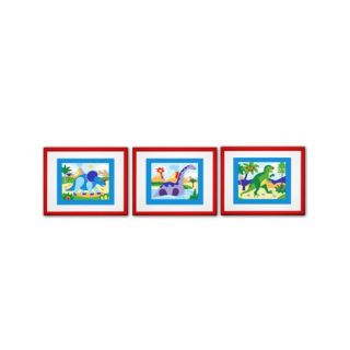Dinosaur Land Print with Red Frame (Set of 3)
