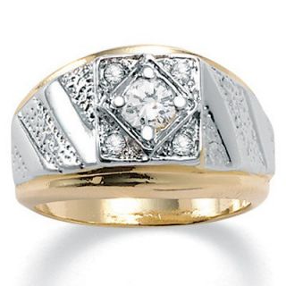 Palm Beach Jewelry Mens 14K Crystal Gold   Plated Ring   138