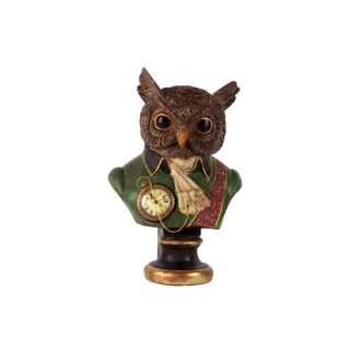Urban Trends Resin Owl Bust with Clock Statue