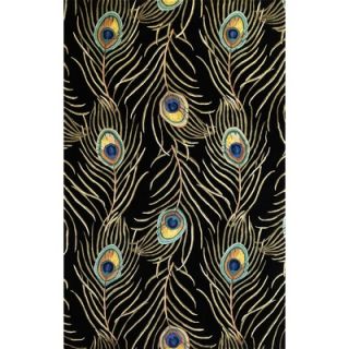 KAS Oriental Rugs Catalina Black Peacock Feathers Novelty Rug   0738
