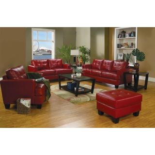 Wildon Home ® Comet Tufted Bonded Leather Ottoman in Red