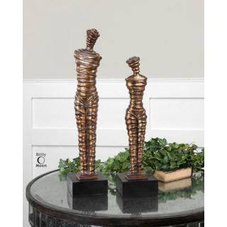 Uttermost Two Piece Wrapped Mummies Sculpture in Copper Bronze