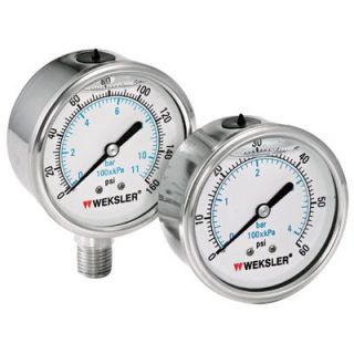  All Stainless Steel Gauges   2 1/2in 0/160 psi lqd fill ss 1/4in lc
