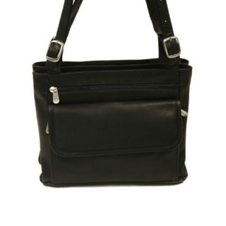 Piel Fashion Avenue Double Compartment Shoulder Bag in Black   2871