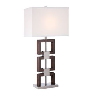 Lite Source Nizanna One Light Table Lamp in Polished Steel/Dark Walnut