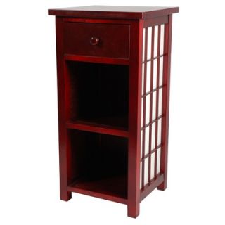 Oriental Furniture Shoji End Table with Shelves in Rosewood