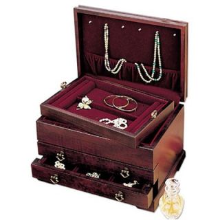Reed & Barton Colonial Mahogany Jewelry Chest with Dior Red Lining
