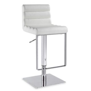 Adjustable Swivel Stool with Cushioned Back in White