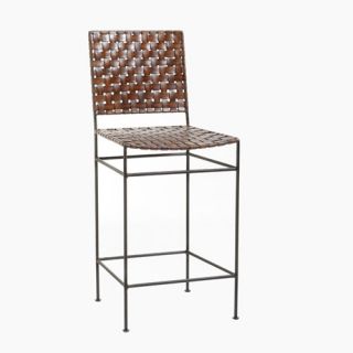 Saddler 26 Iron and Woven Leather Counter Stool
