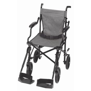 Folding Transport Chair with Carrying Tote in Black