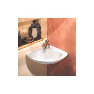 Porcher Angle Wall Mount Corner Bathroom Sink with Chrome Grid Drain