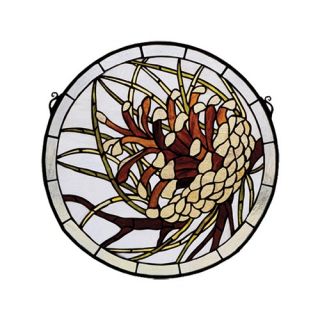 Pinecone Medallion Stained Glass Window