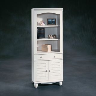 Harbor View Library with Doors in Distressed Antiqued White