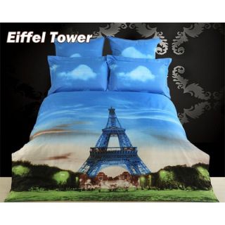 Dolce Mela Eiffel Tower Paris Egyptian Cotton Duvet Cover Set