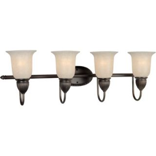 Forte Lighting Four Light Vanity Light with Mica Shade in Antique