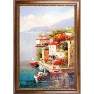 Hokku Designs Busy Marina Hand Painted Oil Canvas Art with Frame
