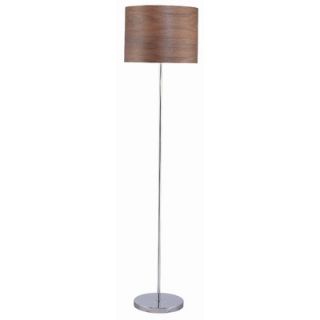 Lite Source Floor Lamp in Chrome with Real Dark Wood Panel Shade