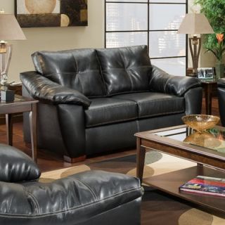 American Furniture Thomas Bonded Leather Loveseat in Black