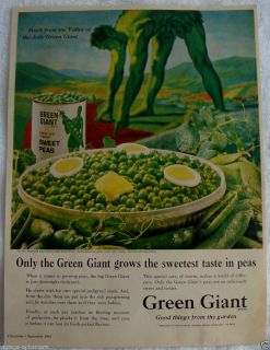 1963 Valley Jolly Green Giant Green Sweet Peas Canada Ad