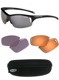 New Tifosi Envy Mens Golf Sunglasses Black w 3 Lenses Case