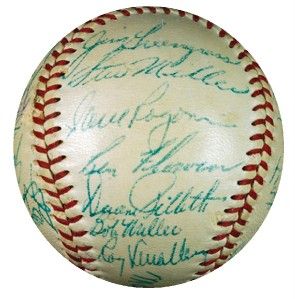 1956 Phillies Team 25 SIGNED ONL Giles Baseball CASEY STENGEL