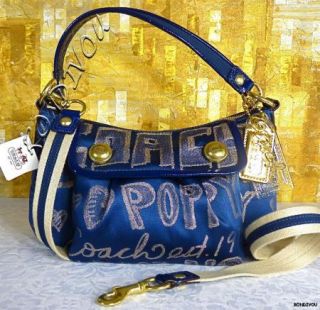 Coach Poppy Groovy Blue Jean Signature Bag Purse