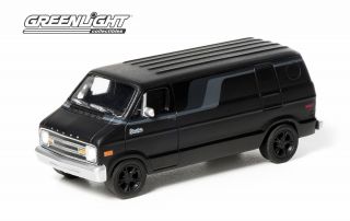 Greenlight Collectibles 1 64 Scale Black Bandit 1976 Dodge B 100 Van