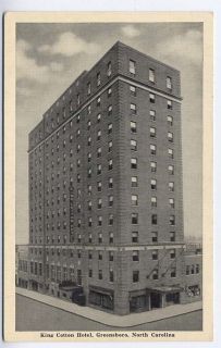 1930 GREENSBORO NC old King Cotton Hotel B W postcard