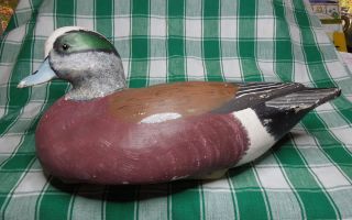 Working Duck Decoy Drake Widgeon Solid Wood Hand Carved Hand Painted