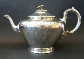 Hawkesworth Provincial Romantic Silver Teapot 1865 21oz