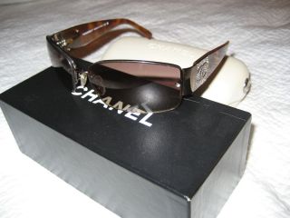 Chanel Sunglasses Womens 4117 B Tortoise Brown Swarovski Crystals