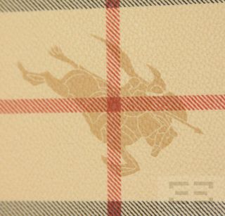 Burberry Tan Haymarket Check Coated Canvas & Red Leather Trim Frame