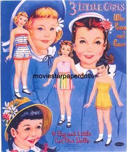 Vintage 3 Girls Grew Paper Doll Laser Repro FREESHW2
