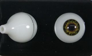 this set of 20mm glastic realistic eyes are green hazel