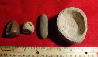 AUTHENTIC ANCIENT INDIAN STONE MEDICINE BOWL, MORTAR, OR PALLET, 3