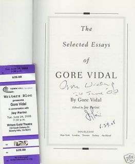 Signed 2X The Selected Essays of Gore Vidal Pirini 0385524846