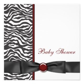 Red Zebra Baby Shower Custom Invites 