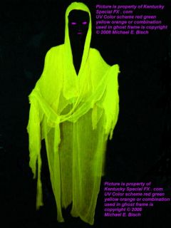 Yellow Halloween Hanging Ghost Prop Decoration Blacklight Reactive