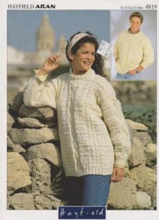 Hayfield Aran Knitting Pattern His Her Sweaters 32 46
