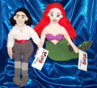 Little Mermaid DISNEY movie dolls PRINCE ERIC & PRINCESS ARIEL plush