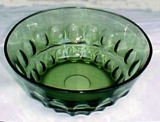 Hazel Atlas Green Thumbprint Serving Bowl Crystal 10”