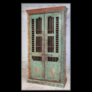 83 rustic Armoire cabinet handmade hand carvings wood iron reclaimed